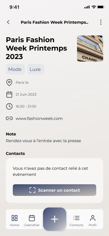 App Showcase Screenshot Detail evenement