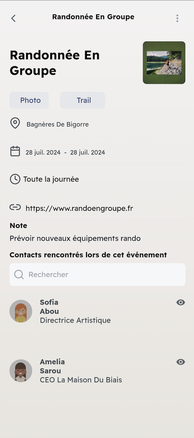 App Showcase Screenshot Detail evenement