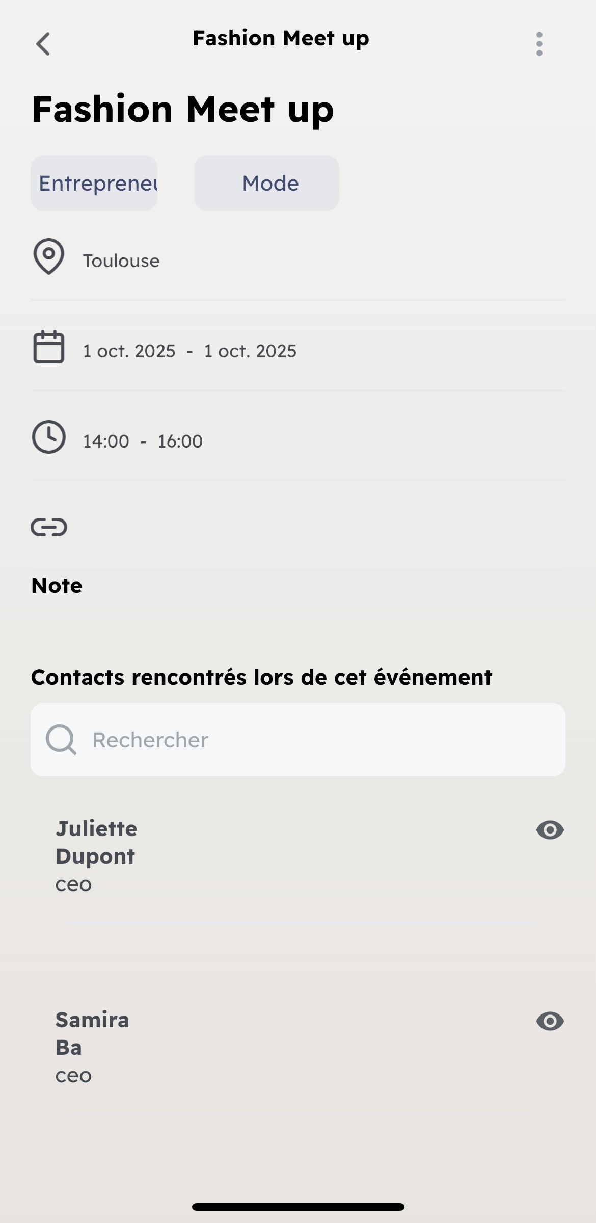 App Showcase Screenshot Detail evenement
